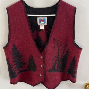Wooded River vintage wine black wool blend north woods moose vest Size  XL